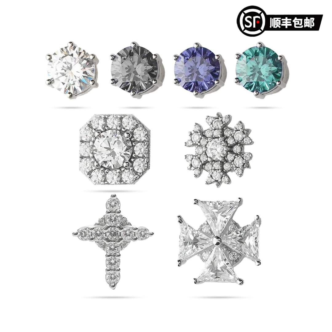 WIC 925银合成锆石银制品 WIC 无耳洞磁吸925银锆石耳饰耳钉耳环