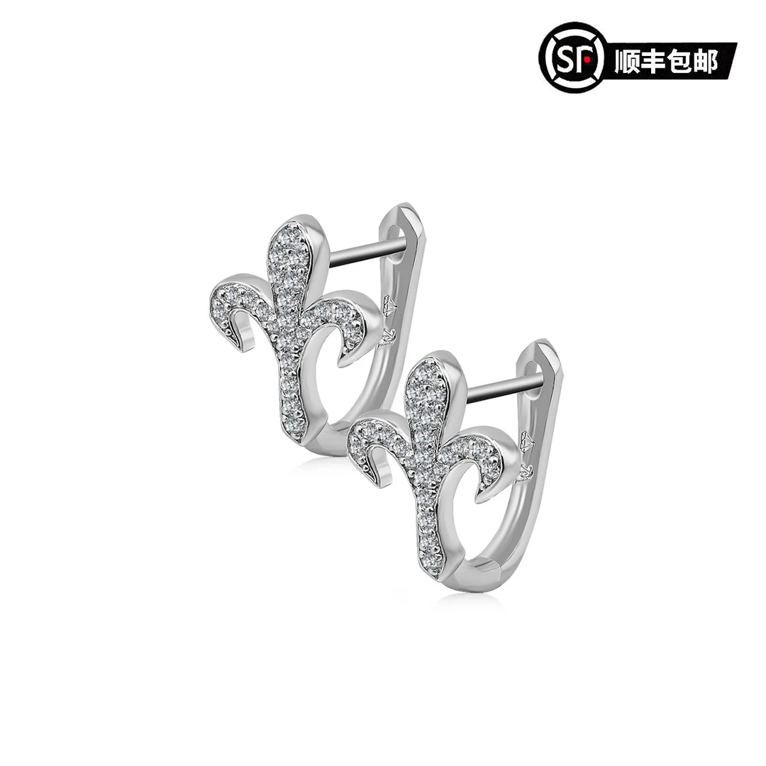 925银莫桑石耳饰 鸢尾花莫桑石气质轻奢小众简约个性镶钻百搭耳环