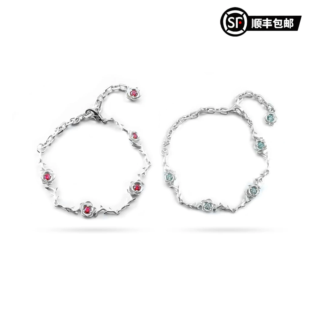 WIC 925银莫桑石手链 银莫桑玫瑰荆棘手链SL036