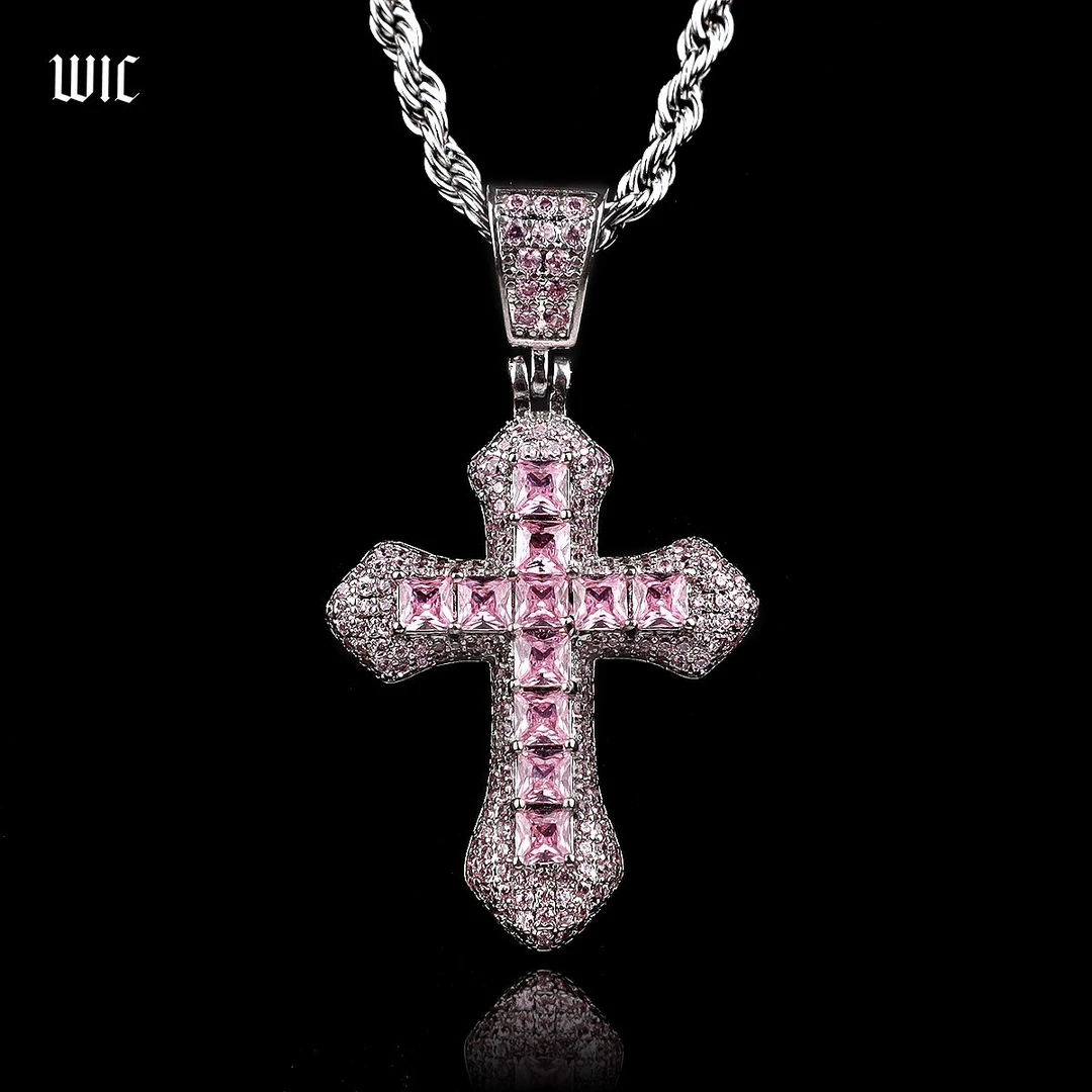 【何公子专属】WIC X RUSH SOUL粉色限定十字架微镶满锆吊坠