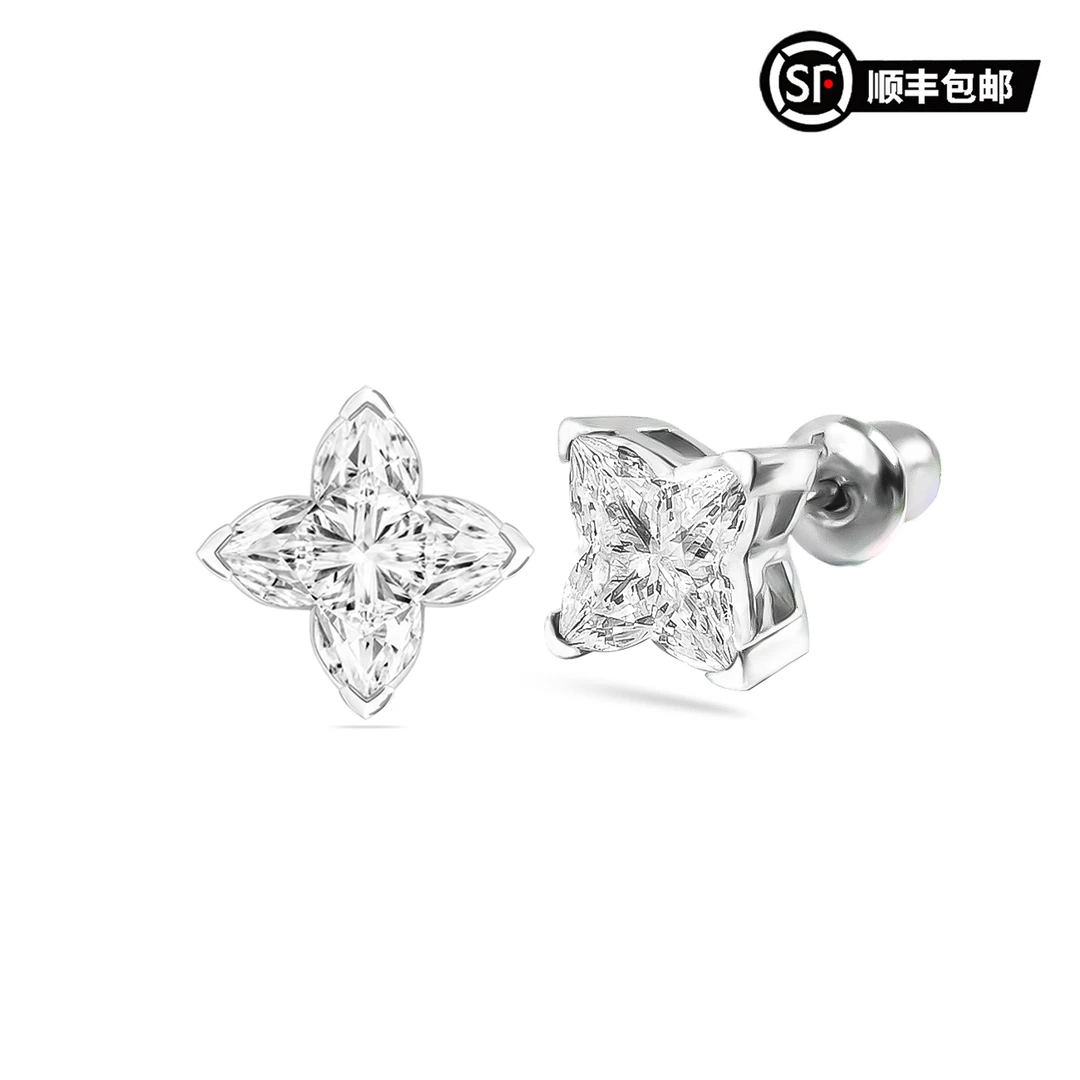 WIC通体S925银MONOGRAM北极星切割秋冬耳钉