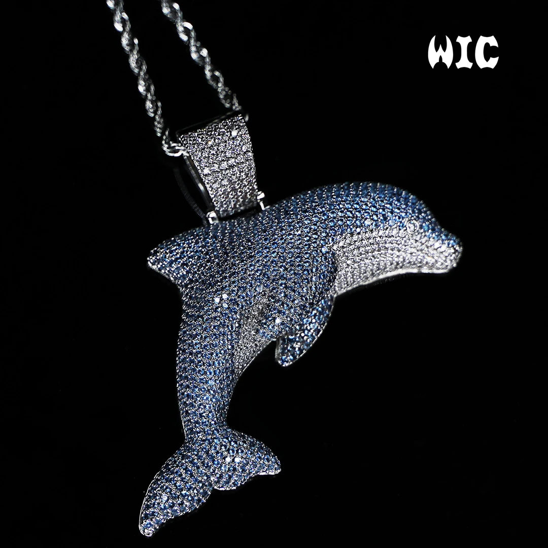 WIC 海洋系列海豚限定满钻镶嵌手工吊坠项链XL109
