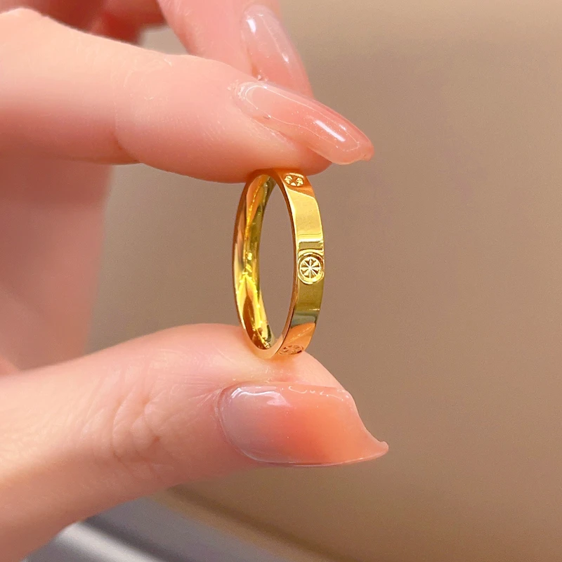 钛钢戒指 不掉色戒指女ins小众设计情侣指环轻奢个性素圈食指戒指