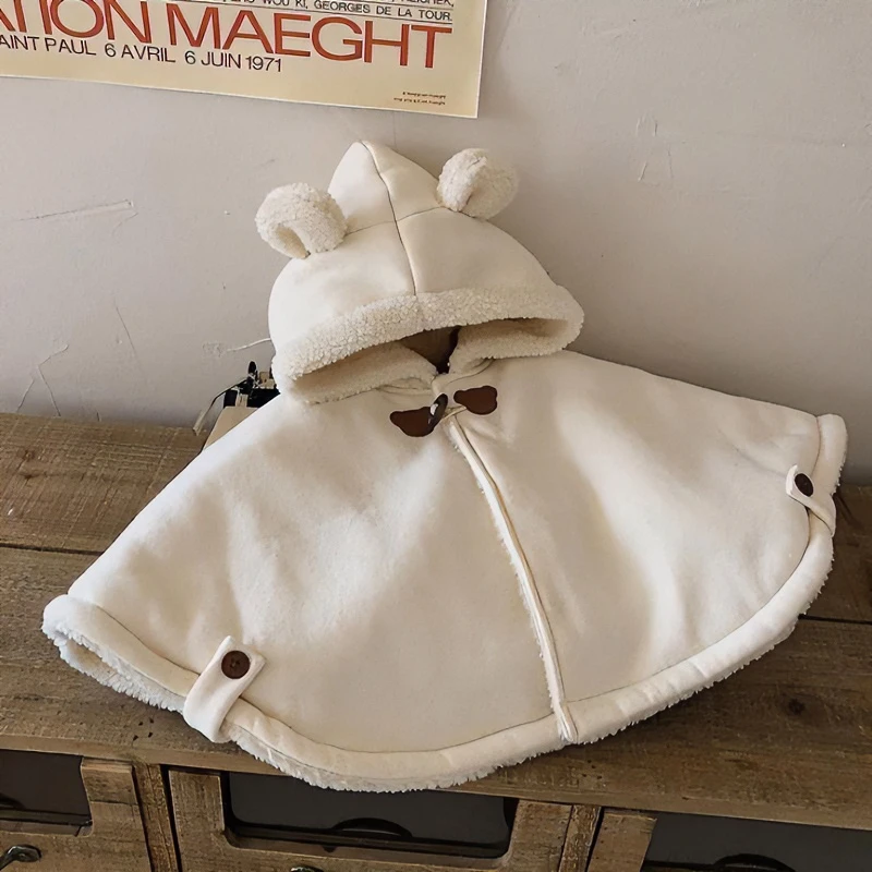 宝宝新款童装男女宝宝冬季加绒加厚防风保暖斗篷婴幼儿连帽韩版