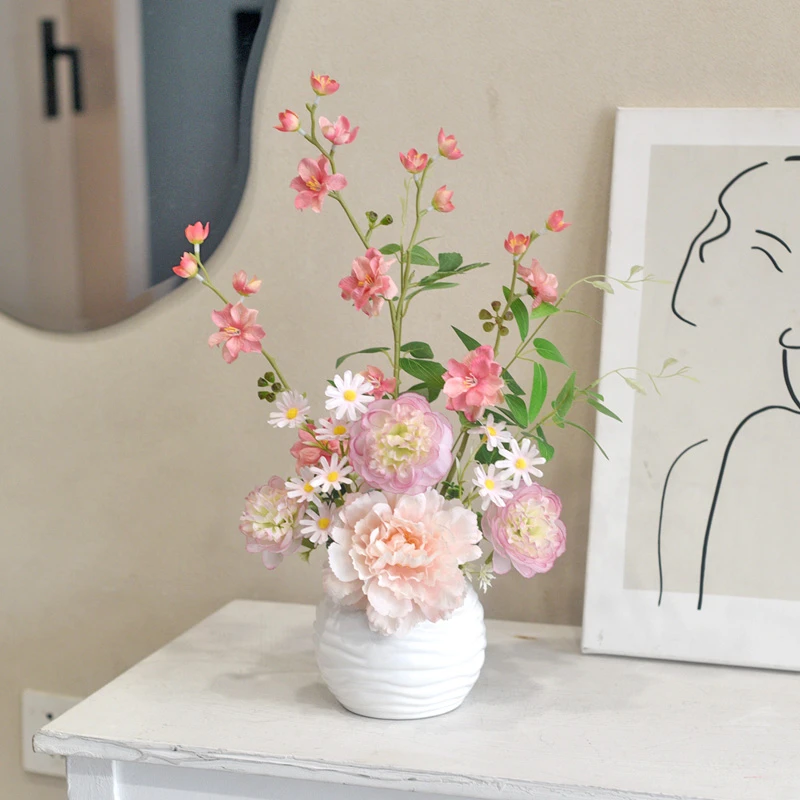 《芳菲》原创手工花艺假花逼真餐桌风格摆设家居装饰桌面田园花束