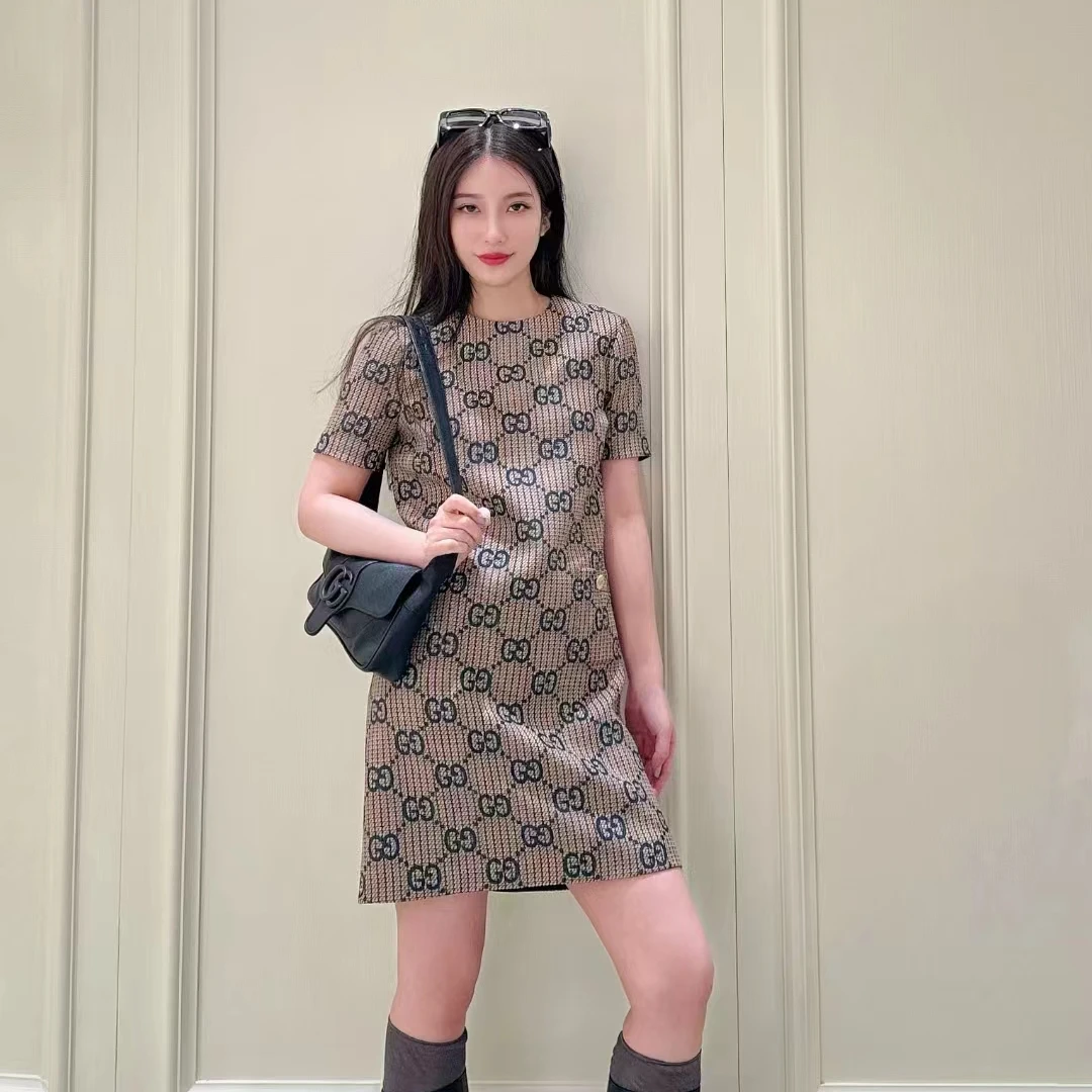 全新未使用 GUCCI/GUCCI 满印拉链连衣裙/40