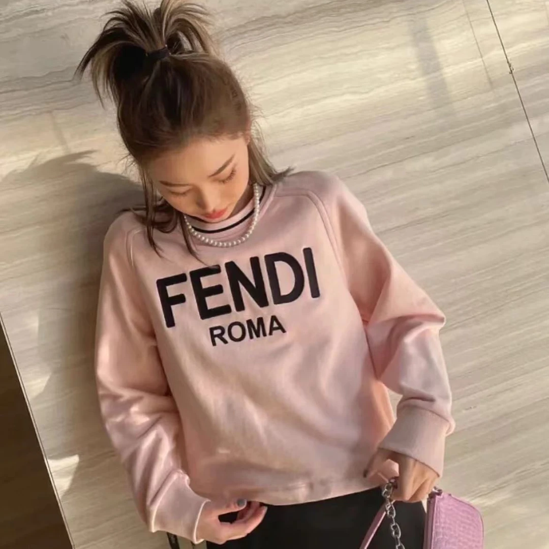 全新未使用 FENDI/芬迪 长袖圆领卫衣 粉色/S