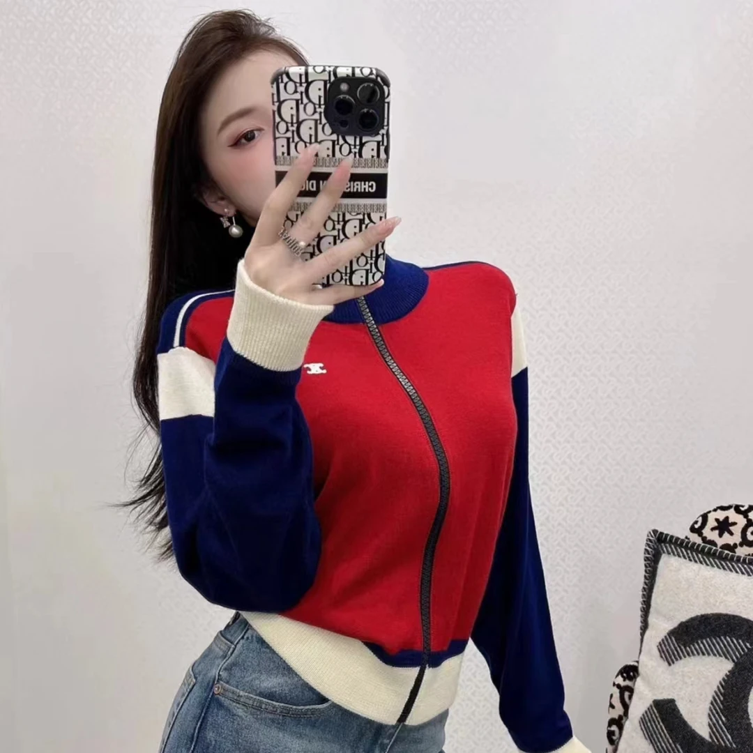 全新未使用 Celine/思琳 Celine 撞色拉链长袖外套 /XS码