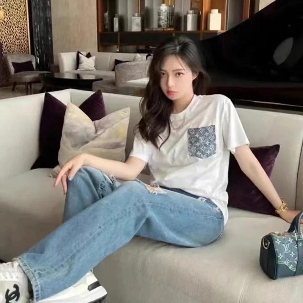 未使用 LouisVuitton/路易威登 圆领印花链条短袖L