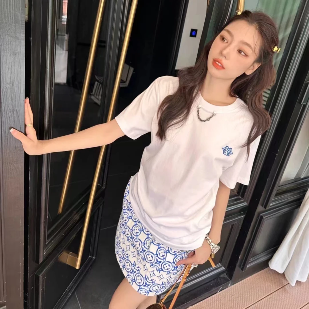 全新未使用 LouisVuitton/路易威登 字母Logo徽标圆领短袖T恤/XS