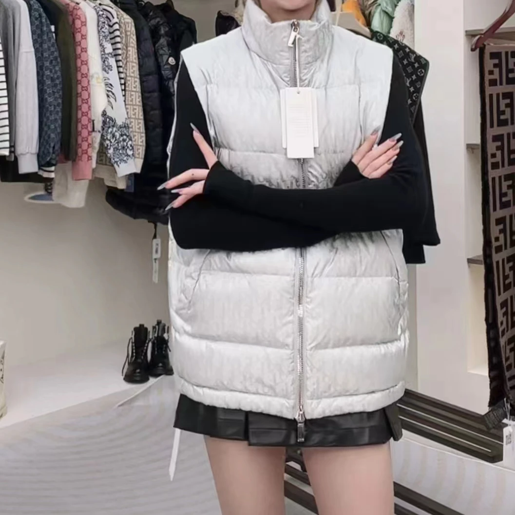 全新未使用  Dior 斜袖无袖提花鹅绒服/公价15000/48码