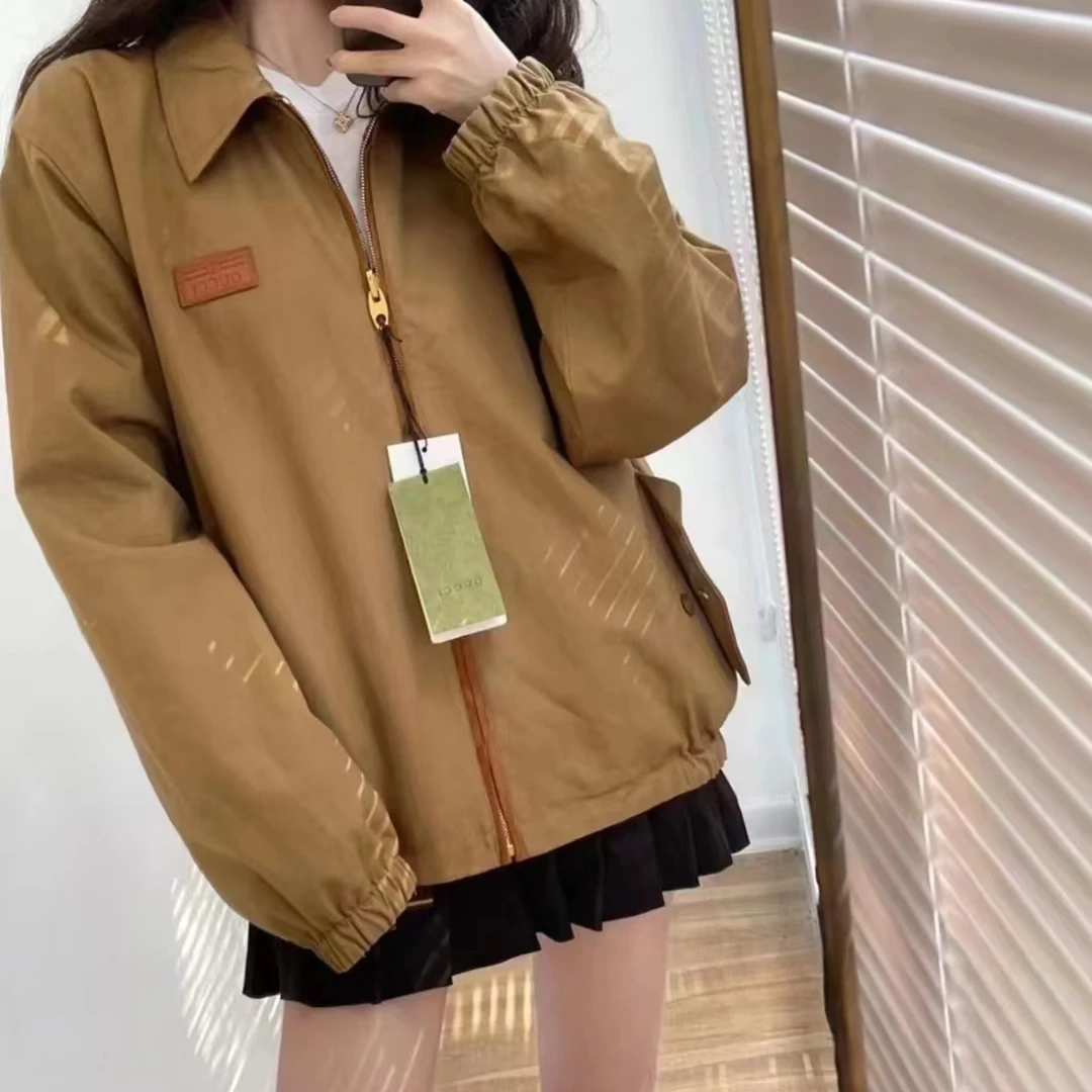 全新未使用 GUCCI/古驰  双面可穿复古标识贴饰GG印花夹克/46