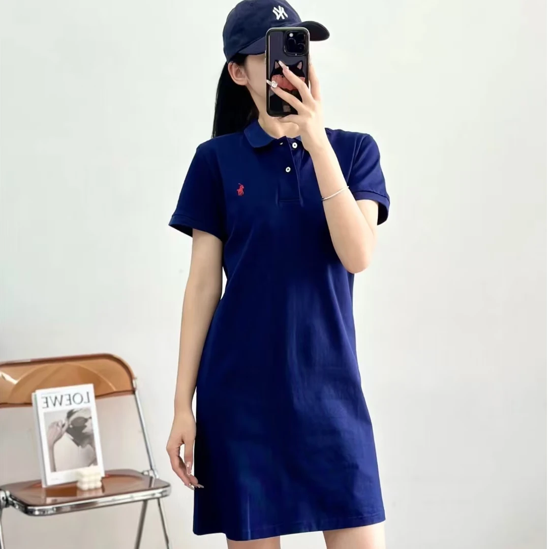 未使用 Ralph Lauren/拉夫劳伦 Logo刺绣短袖连衣裙/XS-XL