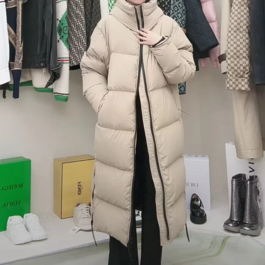 全新未使用 加拿大鹅 纯色长款连帽鸭绒服/M
