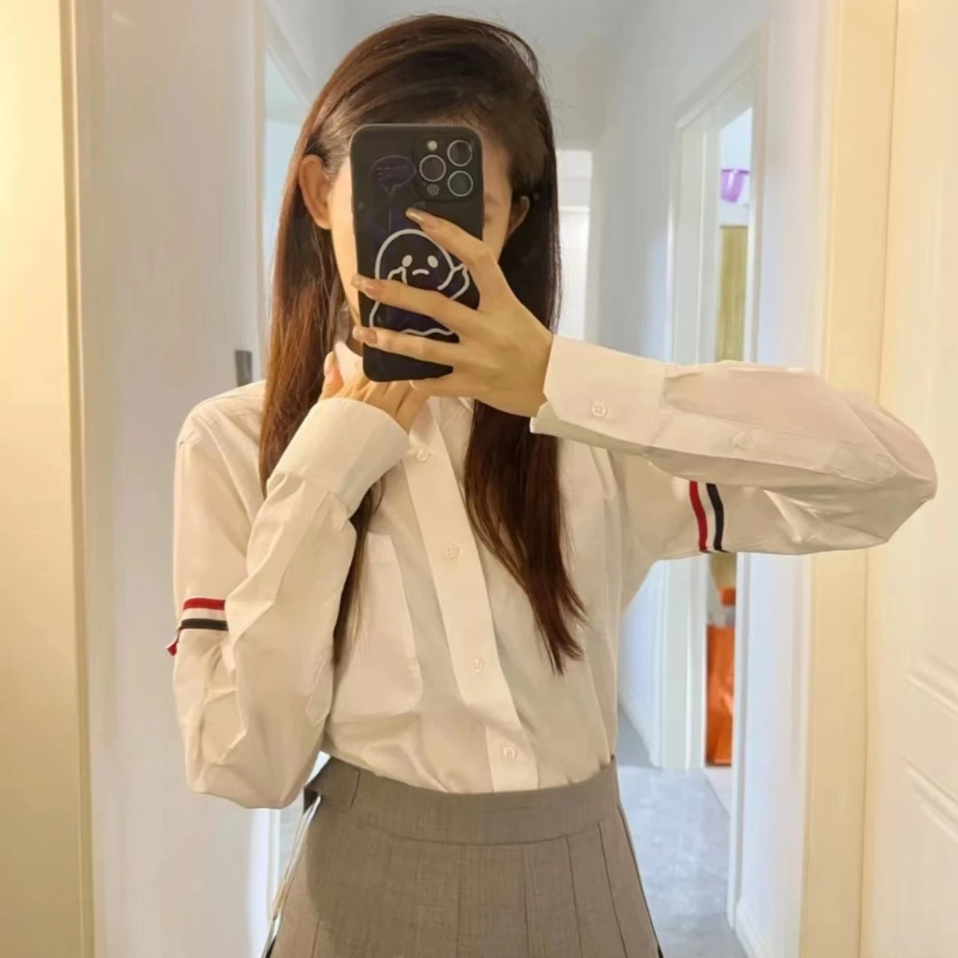 全新未使用 THOMBROWNE 臂环条纹牛津长袖衬衫/0-4码/