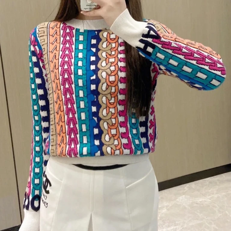 全新未使用 Chanel/香奈儿 圆领链条针织衫 多色/34