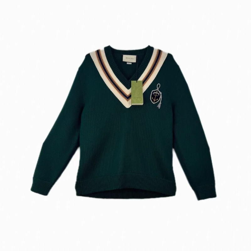 全新未使用 GUCCI/GUCCI Gucci 微标V领针织长袖/S码
