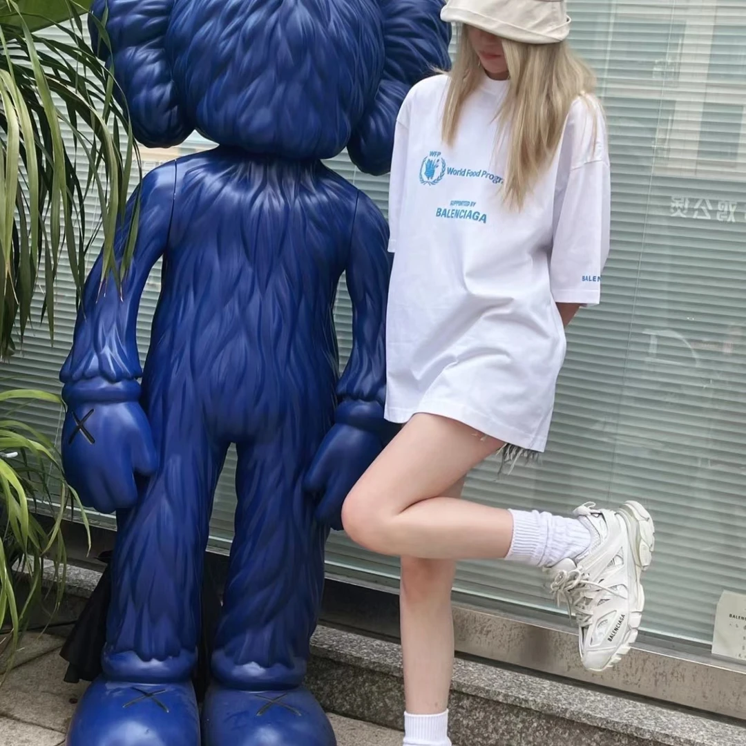 全新未使用  Balenciaga×wfp logo印花圆领套头T恤 白色/XS