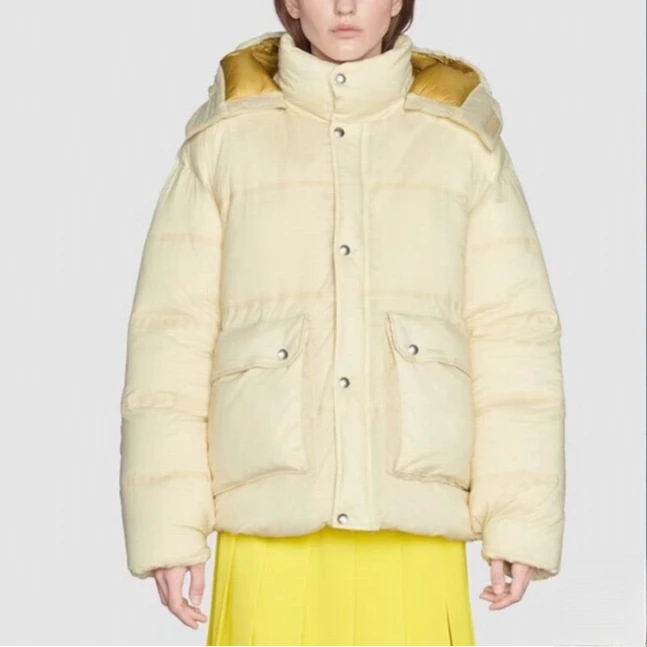 全新未使用 GUCCI/古驰 可脱卸帽含羽绒外套  米白色/S