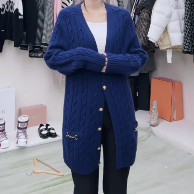 全新未使用 Celine/思琳 针织长袖开衫 蓝色/S
