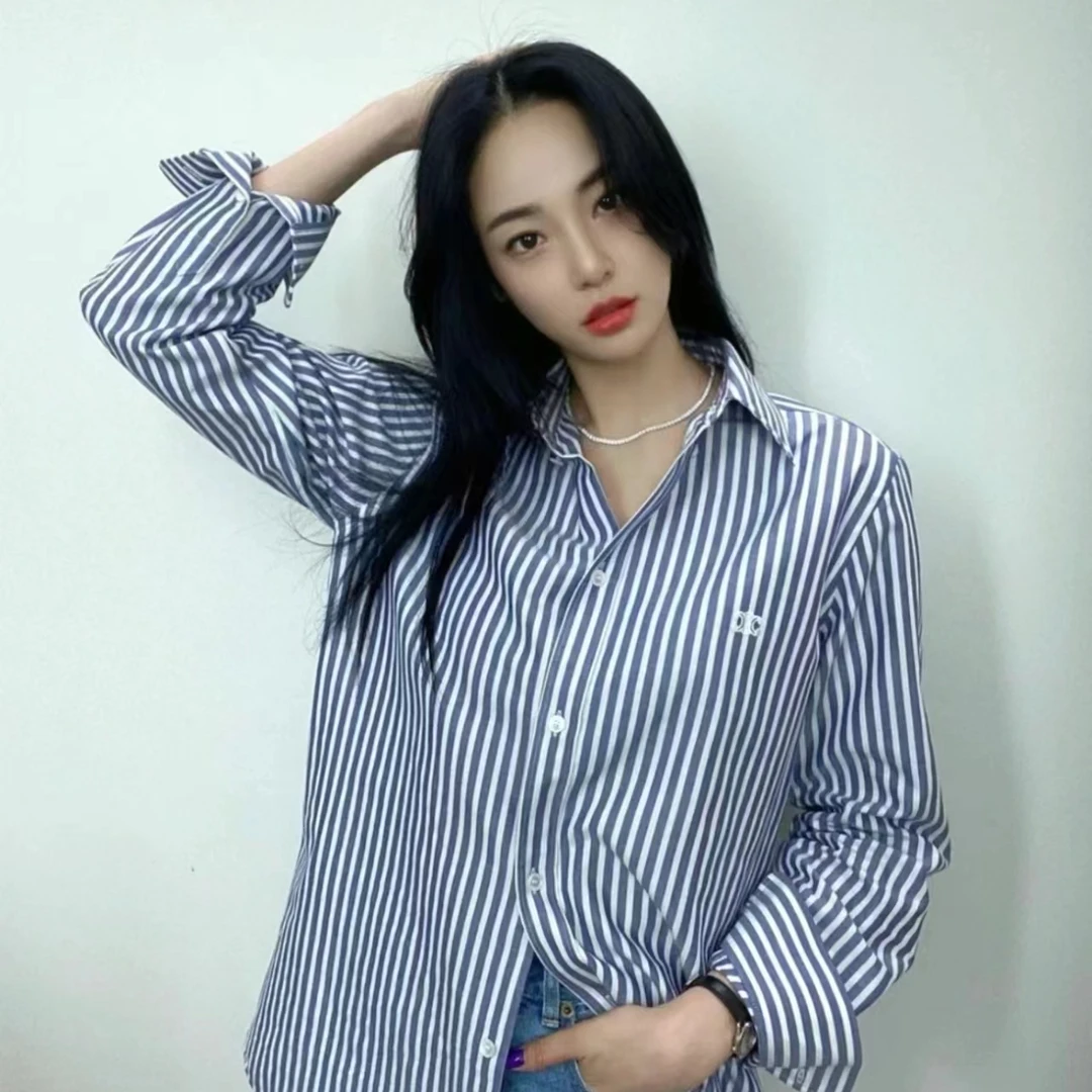 全新未使用  Celine 条纹微标长袖衬衫/38/公价15500