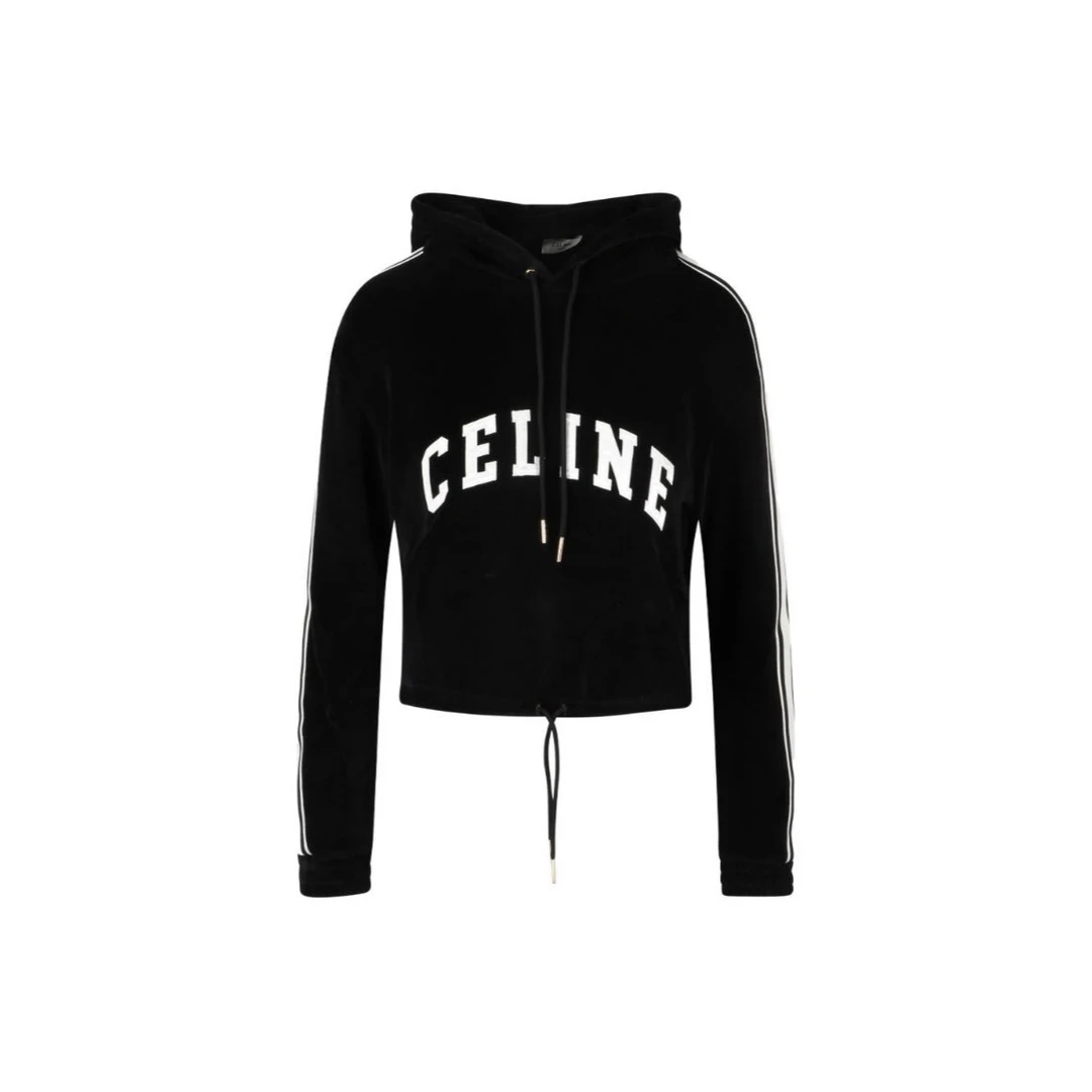 全新未使用 Celine/思琳  Logo字母印花连帽抽绳套头卫衣/XL码