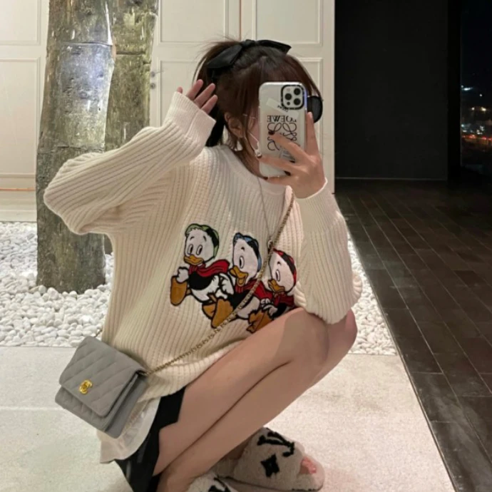 全新未使用 GUCCI/古驰 Disney 卡通棉毛混纺毛衣/L码