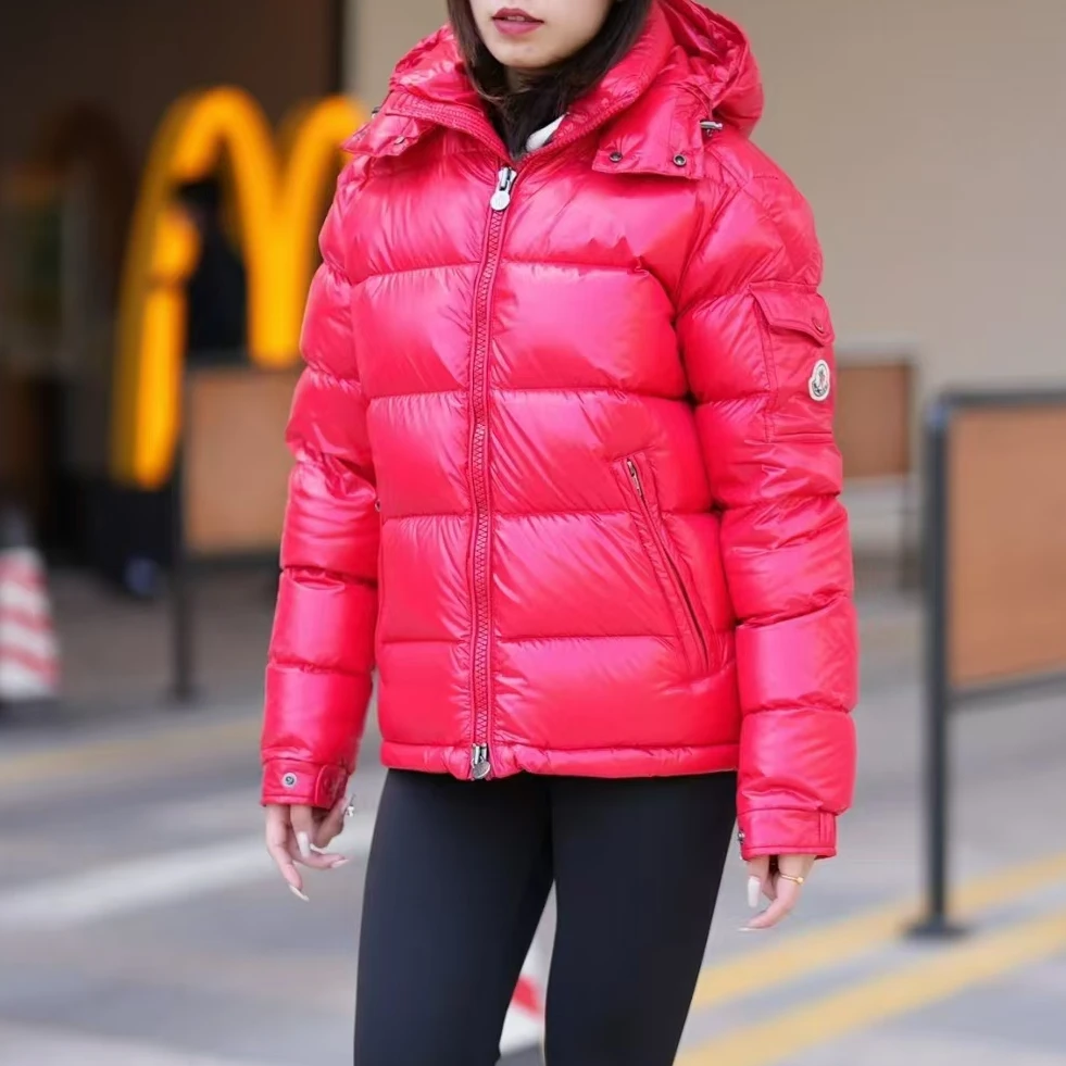 全新未使用 MONCLER Maire 微标带帽长袖鹅绒服/0