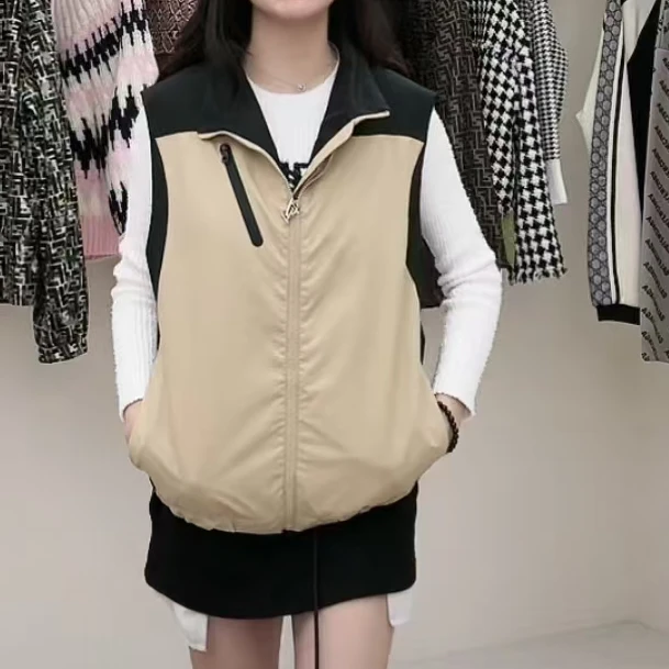 全新未使用 LouisVuitton/路易威登  拼色拉链立领休闲马甲 /46