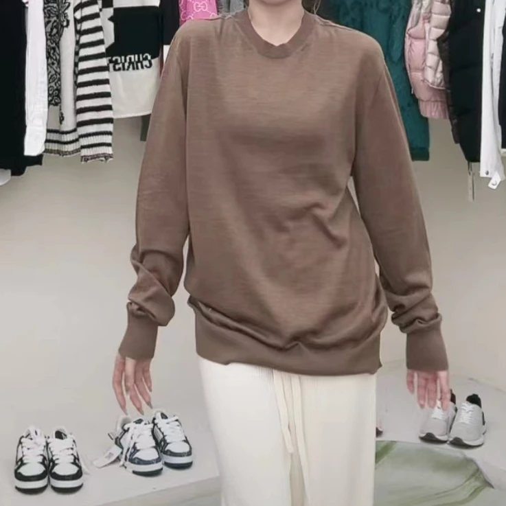 全新未使用 DIOR/迪奥 针织圆领长袖 咖色/L