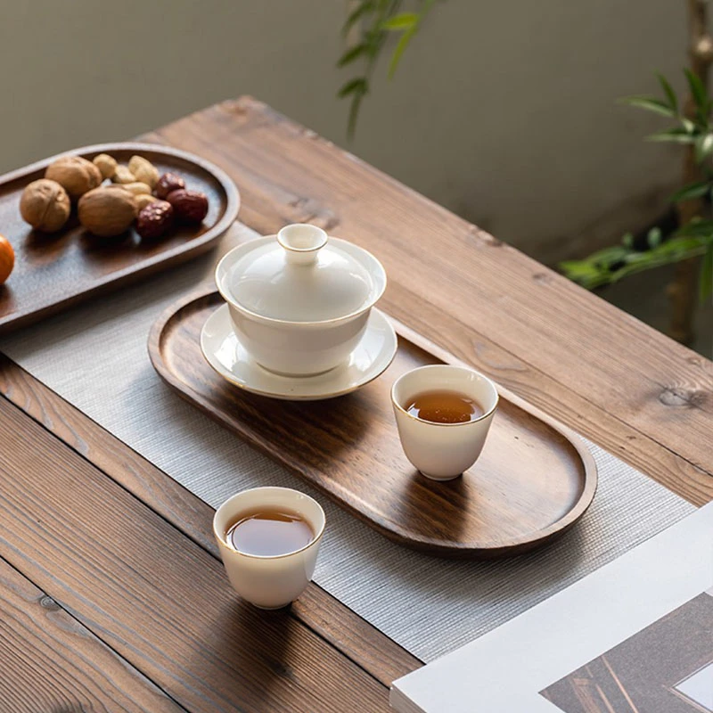 日式胡桃木托盘实木长方形茶盘干泡台水果壶承咖啡木盘木质茶杯盘