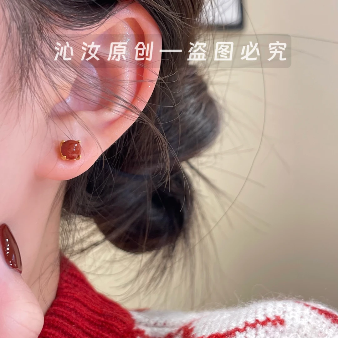 925银针耳饰 D803简约珠珠耳钉小众轻奢高级温柔