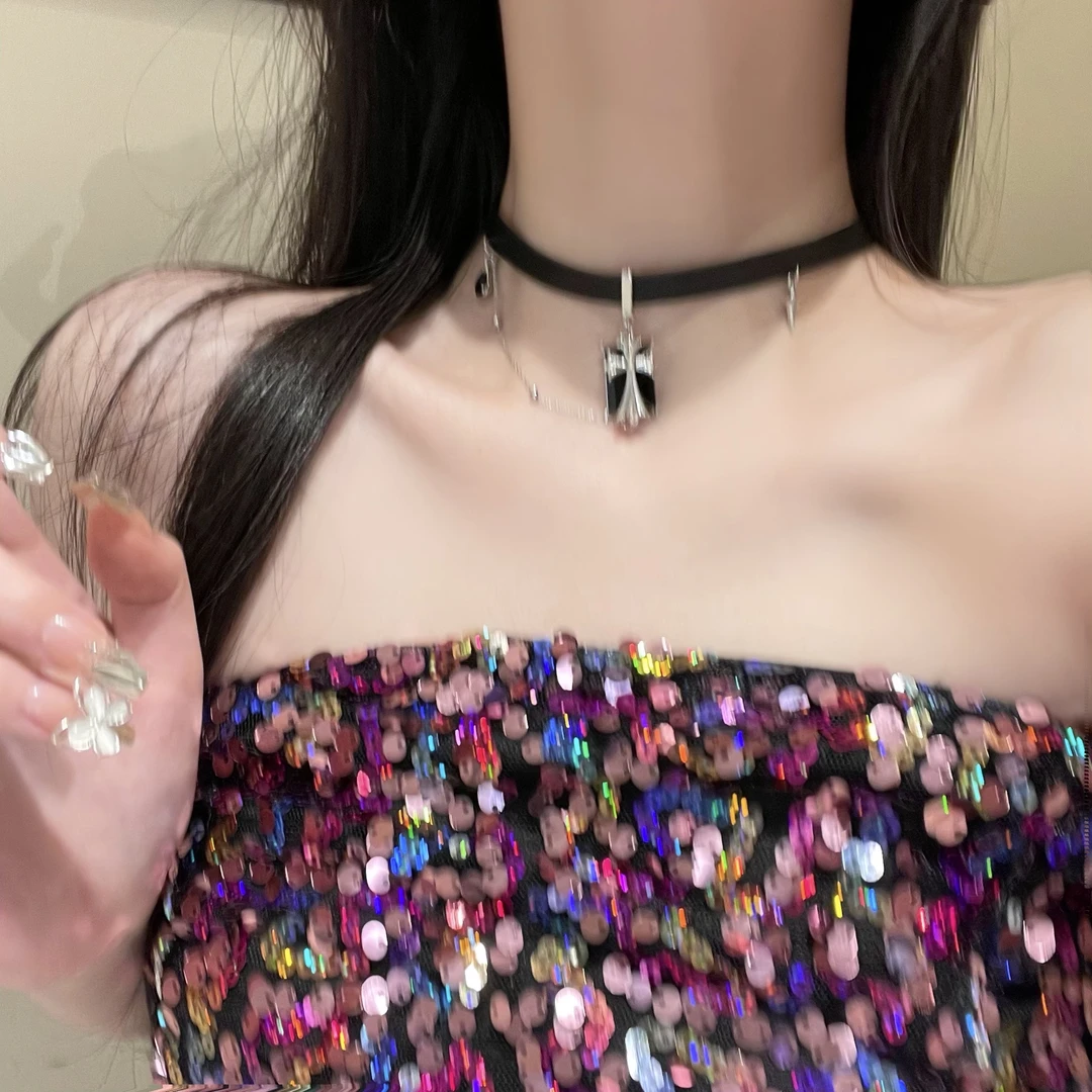 K984十字架皮链小众简约冷淡风甜酷百搭气质网红