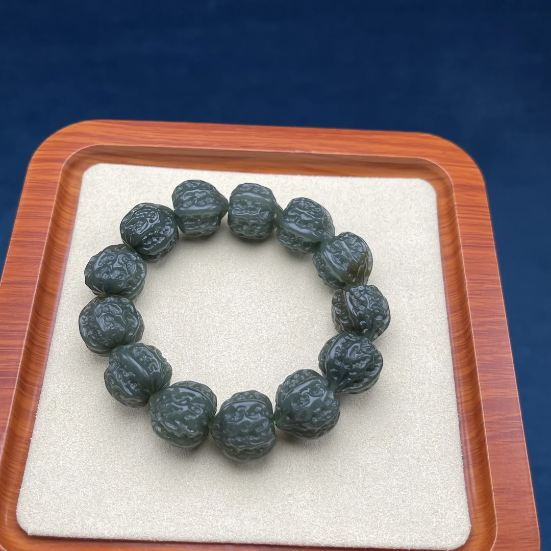 XD020和田玉且莫蓝手串O 16MM