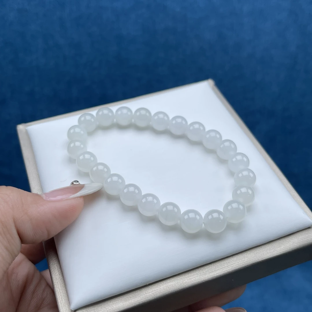 S0141和田玉0白玉手串8mm