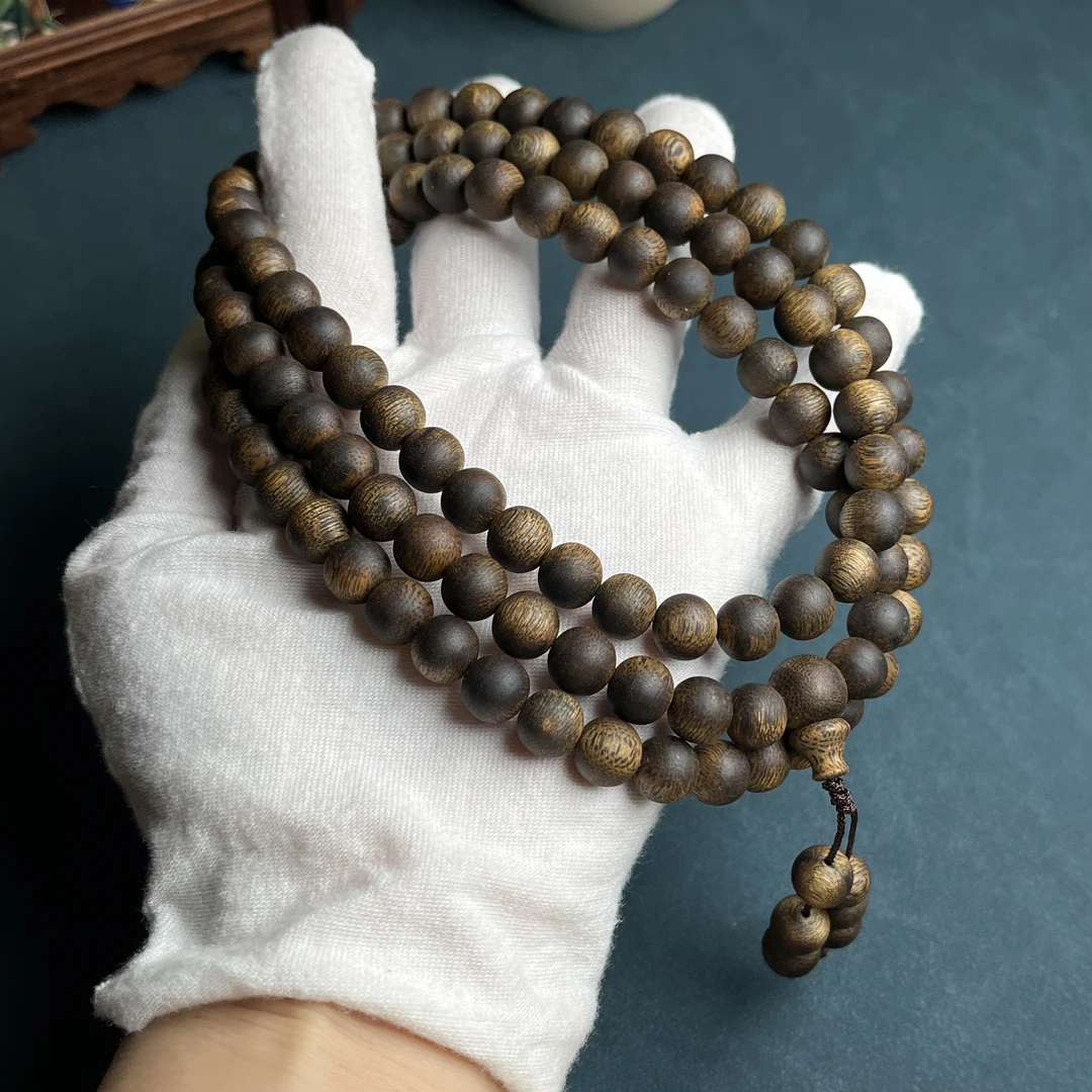 海南奇楠沉香0.9mm*108多圈手链材质保真原汁原味