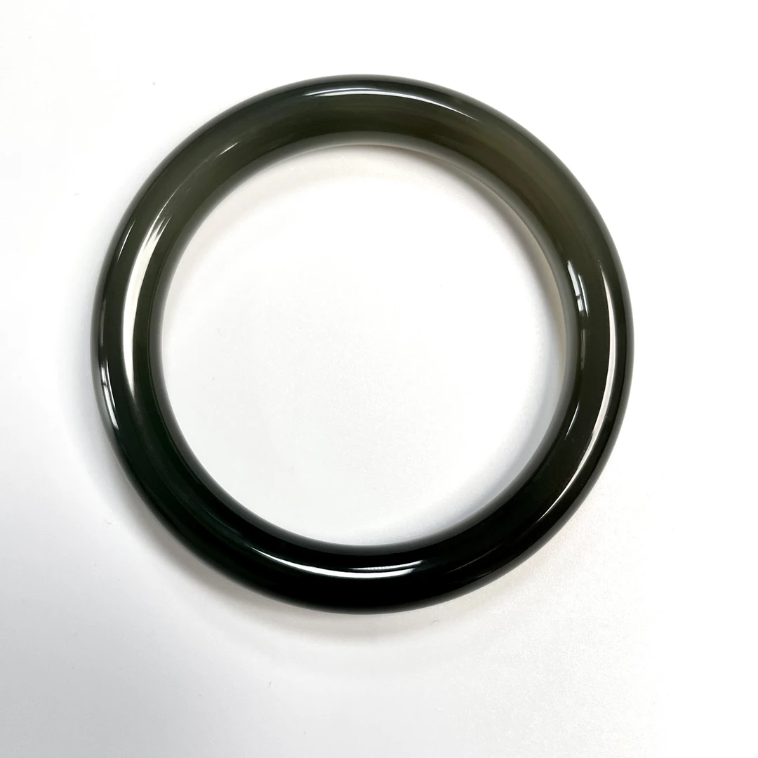 女款玉镯子国风苦茶色远山黛美人条圆条手镯冰底玛瑙绿色玉髓X041