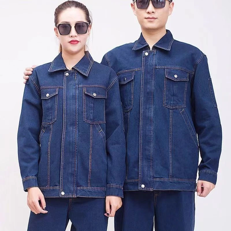 电焊工防烫牛仔纯棉耐磨春秋长袖汽修建筑工地耐脏电工加厚