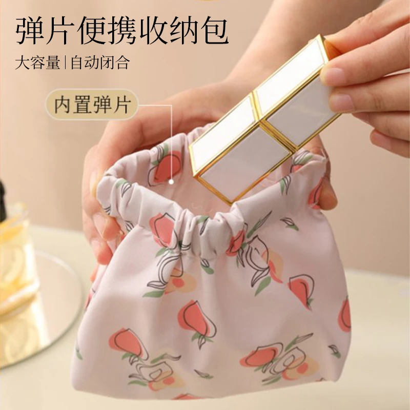 弹片印花化妆包便携口红收纳袋小随身内迷你包包里面小包自动闭合
