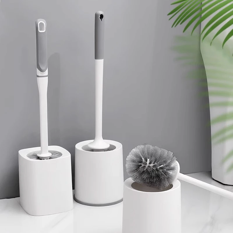 蔻集卫生间马桶刷免打孔挂墙式长柄家用耐用圆头带底座长柄洁厕刷