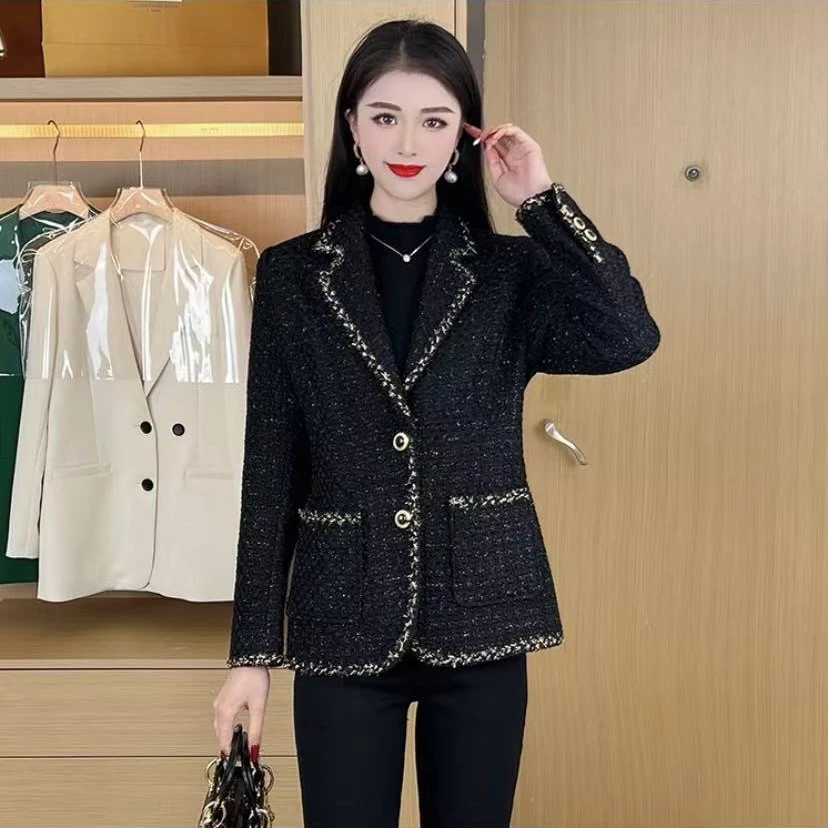 秋冬季新款加厚时髦洋气短款小香风减龄西装气质外套150#
