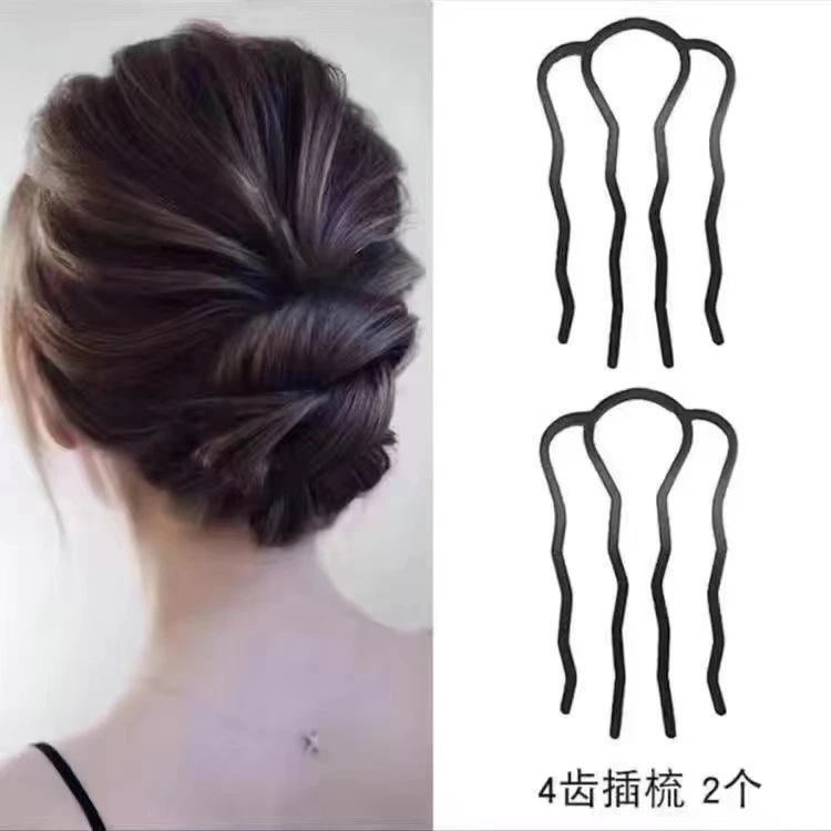 主播同款  锌合金发饰盘发工具四齿梳