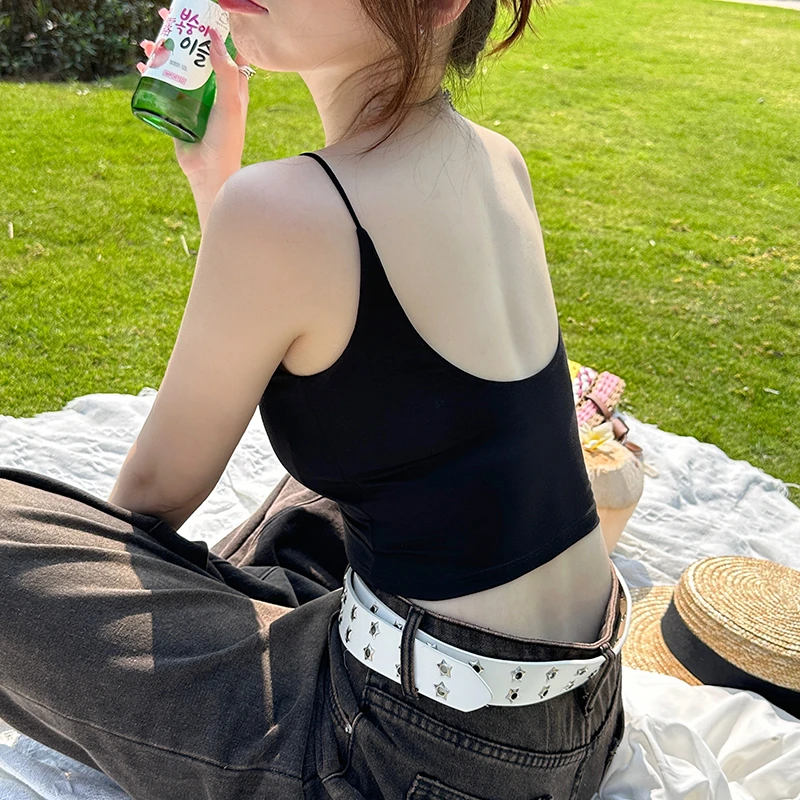 大露背吊带背心内搭2025夏季新款外穿显瘦含胸垫美背性感女显锁骨