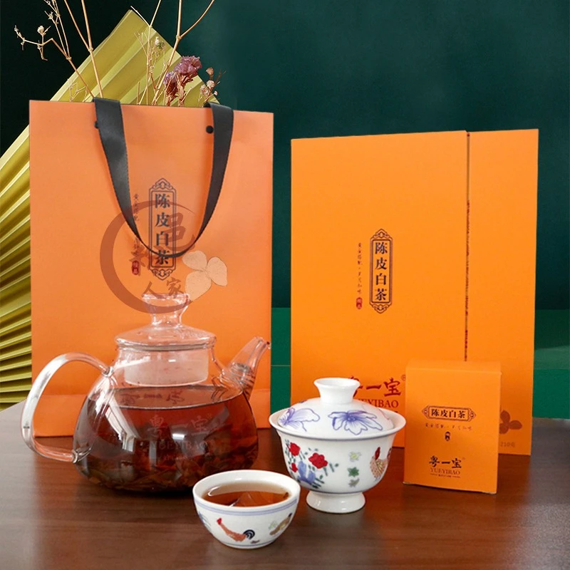 YUEYIBAO/粤一宝老陈皮白茶福鼎贡眉新会陈皮茶210克 精品礼盒装