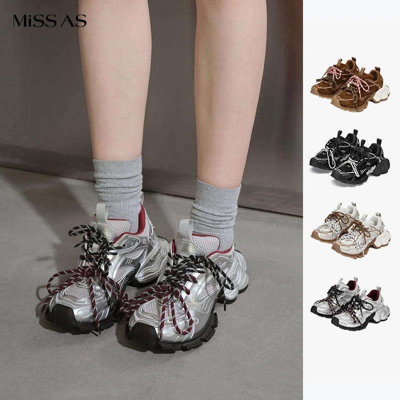 【SugarSu酥履】小众设计款圆头厚底绑带休闲老爹鞋女