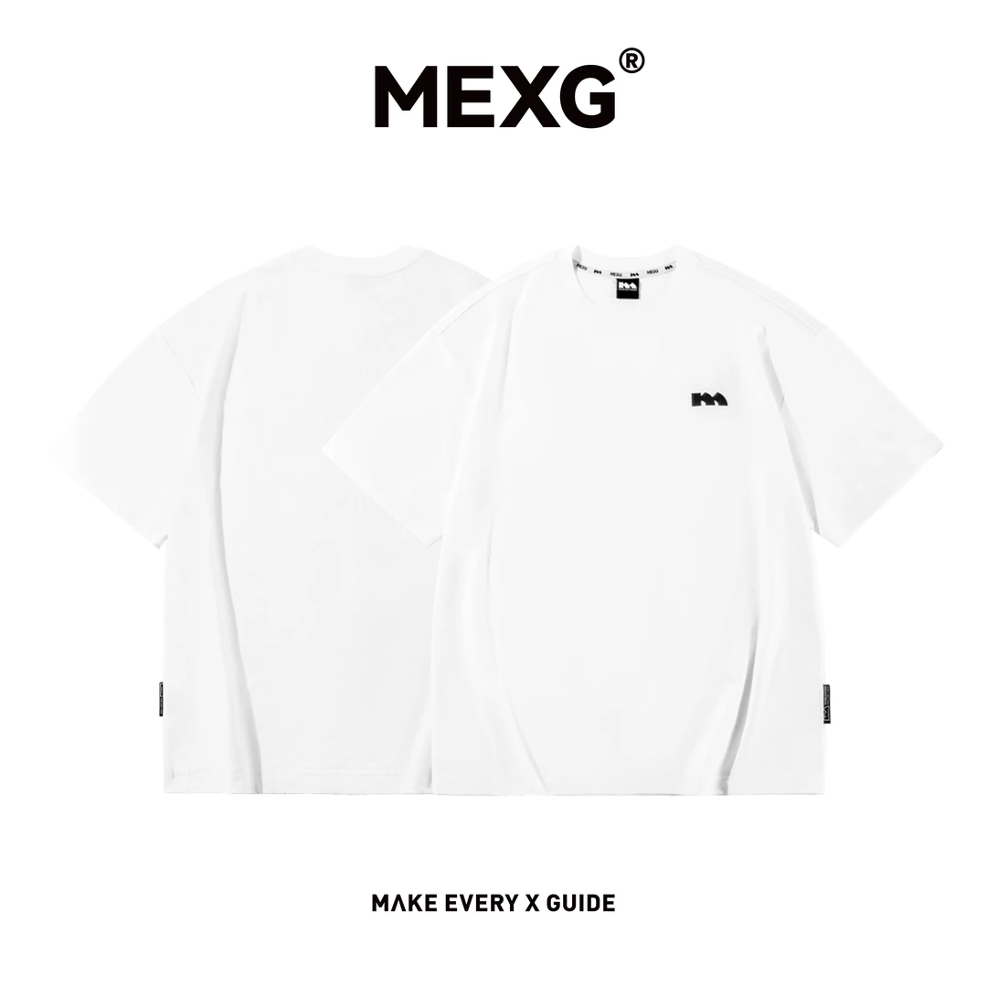 MEXG【品牌植绒印花T恤】随心搭！高棉感！春夏圆领男女同款短袖t