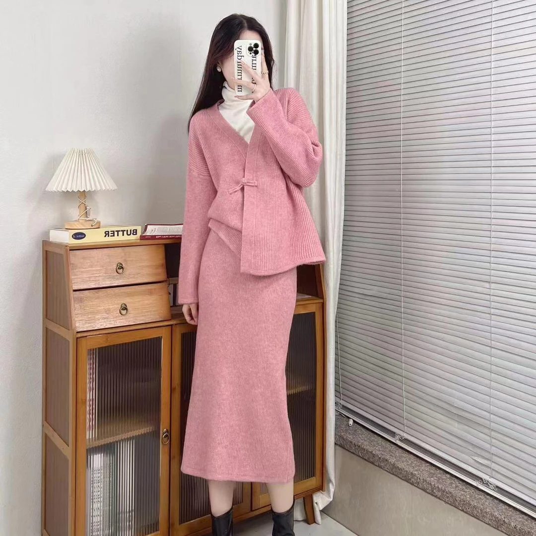 秋冬茶系穿搭一整套小香风名媛气质小个子盐系高级感两件套装裙女