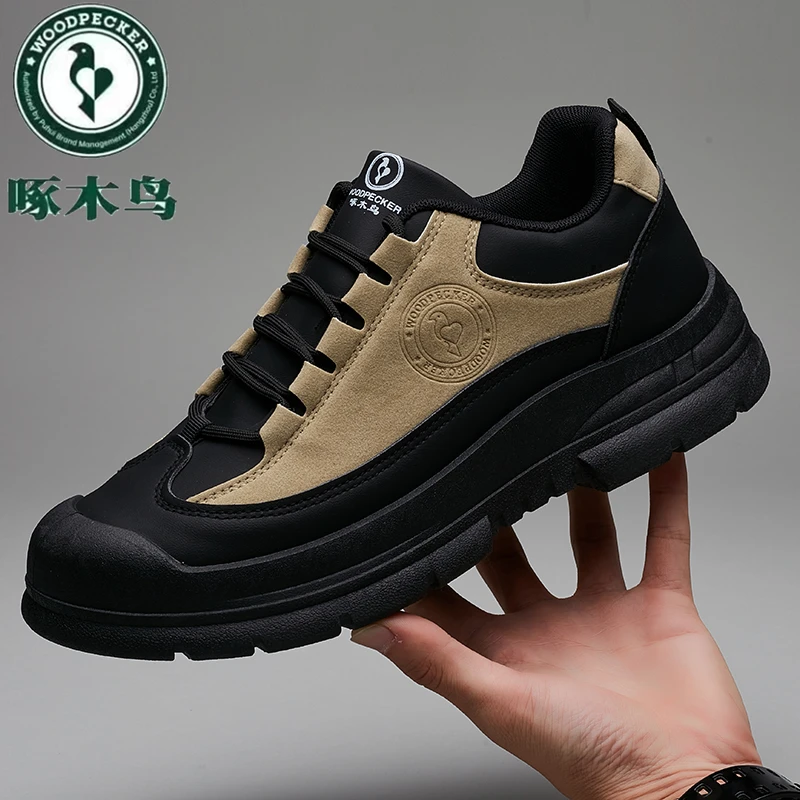 啄木鸟男士登山鞋防滑户外徒步鞋工装鞋厚底增高舒适运动休闲鞋男