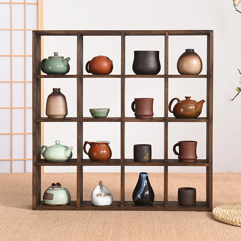 实木茶架多宝阁壁挂茶壶置物展示架家用茶杯架中式博古架茶具架子