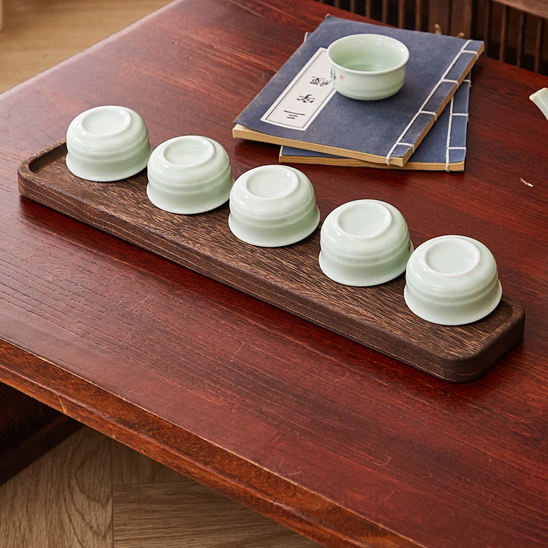 憨娃烧桐木茶杯架家用茶具沥水晾杯架实木桌面置物架收纳架展示架